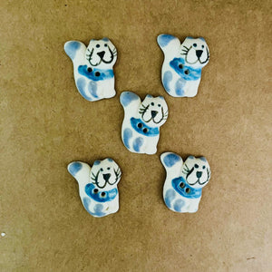 x50 Blue Smiling Cat Buttons