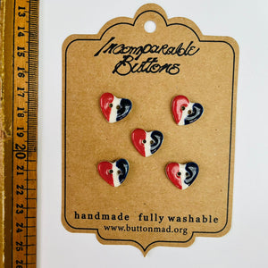 x50 Red, White and Blue Heart Buttons